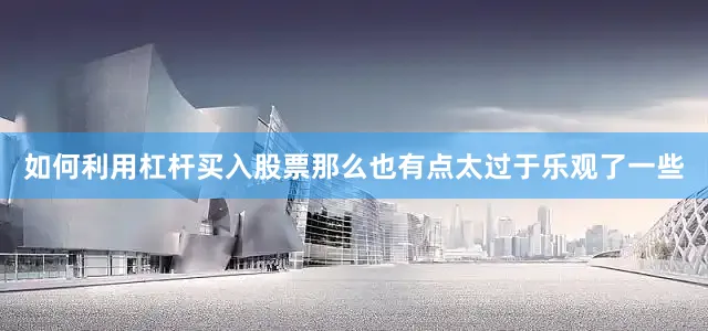 如何利用杠杆买入股票那么也有点太过于乐观了一些